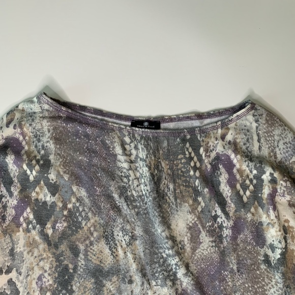 Snake Print Purple French Terry Dolman Long Sleeve - Picture 2 of 4